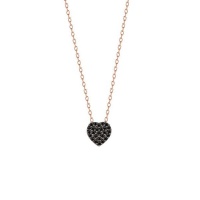 Zircon Black Heart Necklace 925 Sterling Silver Photo