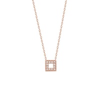 Zircon Stone Minmal Square Necklace 925 Sterling Silver Photo