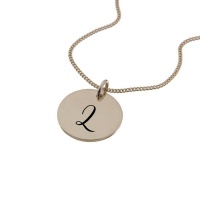 "Engraved Initial - L on 15mm Rose Gold-Plated Sterling Silver Disc" Photo
