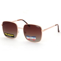 Lespecs Square Ladies Brown Gradient Polarized Lens Sunglasses - Rose Gold Photo