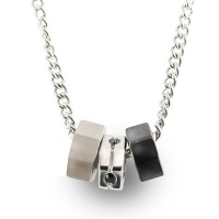 Original Brosway Stainless Steel and Onyx 3-charm Necklace Photo