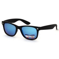 Le Specs 4 Kids Sunglasses - Black Wayfarer- Blue Mirror Lens Photo