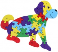 Dog Shaped Colourful Wooden Puzzle 26 Piece Photo