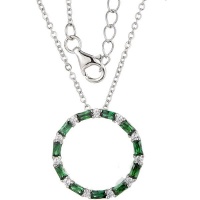 Kays Family Jewellers Circle of life Emerald Baguette Pendant in 925 Sterling Silver Photo