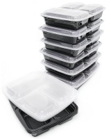 Loop 10 Piece Meal Prep 3 Compartment Food Storage Containers - Black Photo