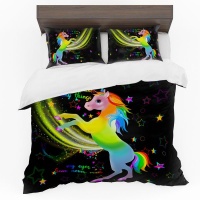 Print with Passion Bright Colourful Unicorn Duvet Cover Set Photo