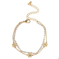 Lily & Rose Ankle Chain With Crystal Row And Flowers Photo