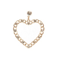 Quiz Ladies Gold Diamante Heart Drop Earring - Gold Photo