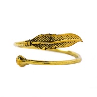 Harmoni Brass Gold Leaf Coil Ring - Free Size Photo