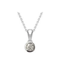SCJ Genuine Round Diamond 0.34ct Tube Pendant & Chain - 925 Sterling Silver Photo