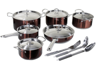 Conic 15 Piece Stainless Steel Capsulated Bottom Cookware Set - Brown Photo