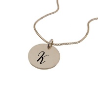 "Engraved Initial - K on 15mm Rose Gold-Plated Sterling Silver Disc" Photo