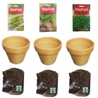Herb Growing Kit - Chives Coriander & Rocket With Soil & Pots Easy Photo