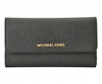 LG Michael Kors Jet Set Leather Trifold Wallet - Black - Parallel Import Photo