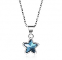 SilverCity Silver Plated Simple Blue Crystal Star Pendant Necklace Photo