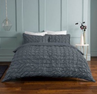 I Saw it First - Charcoal Ruched Pleat Bedding Duvet Cover Set - King Photo