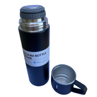Insulated Double Wall Vacuum Flask With Cup - Black Photo