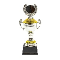 Terrific Trophies Silver & Gold Cup Trophy with Wreath on Base - Large Photo