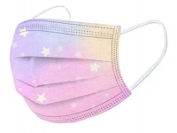 MXM - 3Ply Disposable Mask Stars With Shades Of Pink Blue and Yellow 50's Photo