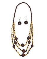 Sista Long Wood Bead Necklace and Earring Set Photo