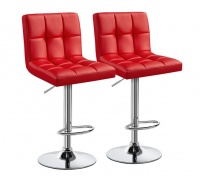 Bar Kitchen Counter Height Bar Stools - Set of 2 - Red Colour Photo