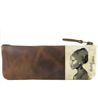 Dumi Jabu Genuine Leather Ndebele Inspired Pencil Bag | African Queen Photo
