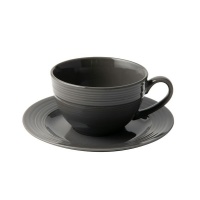 Jenna Clifford - Embossed Lines Dark Grey Cup & Saucer Set of 4 Photo