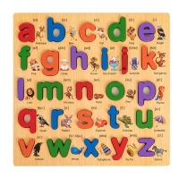 Wooden Educational Pegged Puzzle Alphabet Lower Case Toy - Multicolor Photo