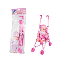 Bulk Pack x 2 Baby Doll 28cm With Sound & Stroller Photo