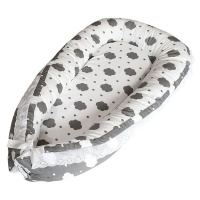 Portable Baby Nest and Co-Sleeper - White with Grey Clouds Photo