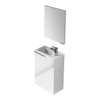 San Marco Tiles Compact Shiny White Cabinet 58 X 40 X 22cm Included Mirror and PMMA Basin Photo