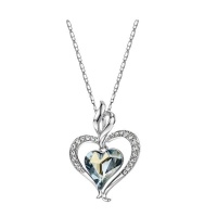 Zana Jewels Swarovski Crystal Heart in a Heart in Blue Necklace by Photo