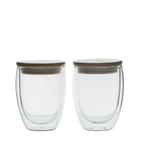 Microgarden Double Walled Glasses 350 ml With Bamboo Lid Set of 2 Photo