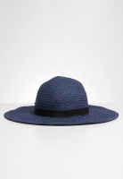 Joy Collectables Women's Bow Detail Straw Hat - Navy Photo