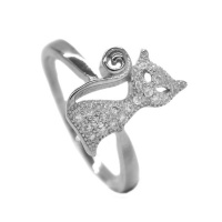 Silverbird 925 Sterling Silver Cubic Zirconia Cat Ring Photo
