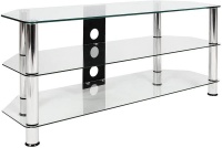 Mountright Clear TV Stand Silver Leg Screen Size 32-60 inches 5 yr Warranty Photo
