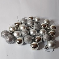 Small Christmas Tree Baubles - Christmas Balls 24 Pack - Silver Tones Photo