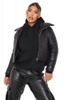 I Saw it First - Ladies Black High Shine Quilted Jacket Photo