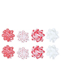 AK Christmas Wrapping - Mini Red And White Bows - Pack of 8 Photo