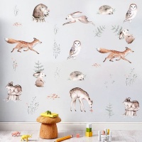 AOOYOU Rustic Forest Cartoon Animals Art Sticker for Wall Decoration Photo