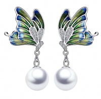 Lucid Sterling Silver Butterfly Drop Earrings With Quality Ziconia Photo