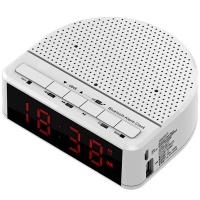 Portable Digital LCD Alarm Clock Radio with Bluetooth Speaker - White Photo
