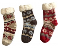 Winter Socks - Warm Fleece Floor Non-Slip Silicon Assorted 3 Pairs Knit Wool Photo