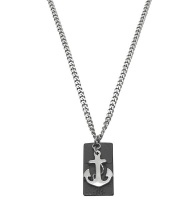 Stainless Steel Anchor & Dog Tag With Cuban Link Chain Photo