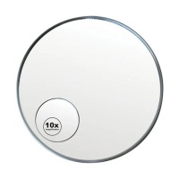 Stainless Steel Round Wall Mounted Mirror with 10x Magnification Photo
