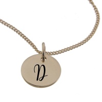 "Engraved Initial - D on 10mm Rose Gold-Plated Sterling Silver Disc" Photo