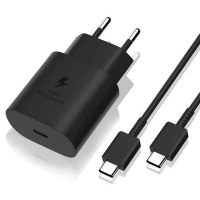 Super Fast Charging Wall Charger & Type C to Type C Cable - Black Photo
