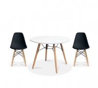 Round Table with 2 Chairs - Black Photo