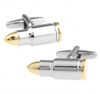 OTC Pointed Bullet Classical Style Cufflinks for Men - Silver & Gold Colour Photo