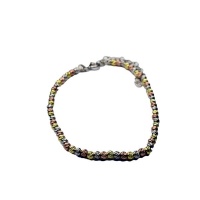 Multi-Color Round Beaded Bracelet/ Anklet Sterling Silver Photo